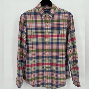 Ralph Lauren Shirt Men L‎ Long Sleeve Button Down Oxford Blue Red Green Plaid